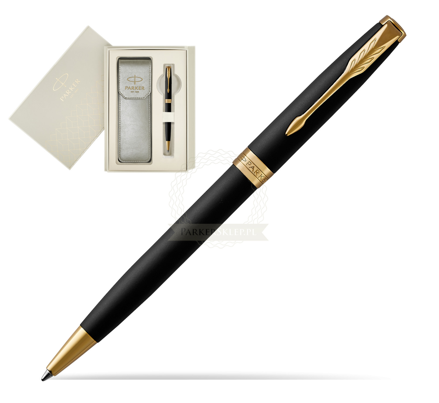 Parker Sonnet Matte Black Lacquer Gt Ballpoint Pen In Parker Gift Box