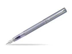 Penna stilografica Vector XL Pennino medio Laccatura argento-blu  metallizzato su ottone con puntale cromato Pennino medio con ricarica di  inchiostro blu Confezione regalo - Parker - Cartoleria e scuola