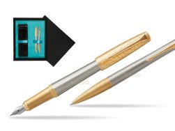 Parker Urban Premium Aureate Powder GT Fountain Pen + Ballpoint Pen in a Gift Box  double wooden box Black Double Turquoise