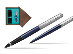 Parker Jotter Royal Blue CT Pen Rollerball Pen + Ballpoint Pen in a Gift Box  double wooden box Wenge Double Turquoise 