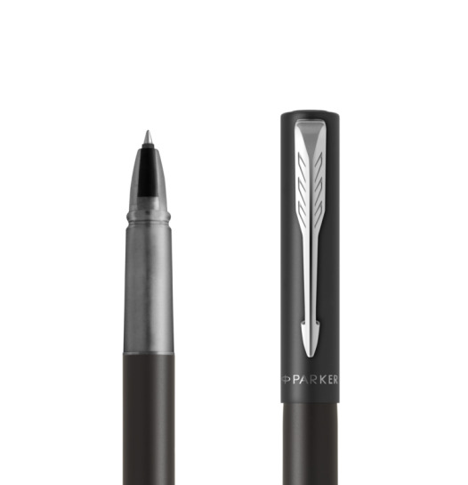 Parker penna roller Vector XL, Laccatura nero metallizzato su ottone, Punta sottile con ricarica di inchiostro nero