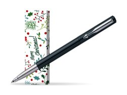 Parker Vector Standard Black Rollerball Pen in cover Merry Mistletoe