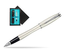 Parker Urban Premium Pearl Metal Chiselled CT Rollerball Pen  single wooden box  Black Single Turquoise