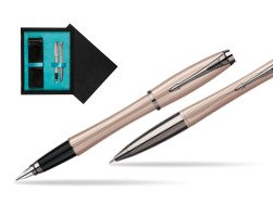 Parker Urban Premium Metallic Pink Lacquer Fountain Pen + Parker Urban Premium Metallic Pink Lacquer Ballpoint Pen in a Gift Box  double wooden box Black Double Turquoise